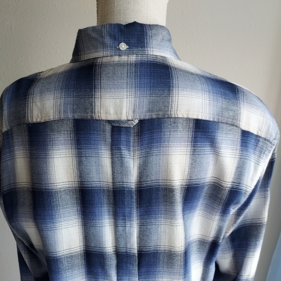 Blue and White Plaid Men's Shirt - Picture 2 of 3